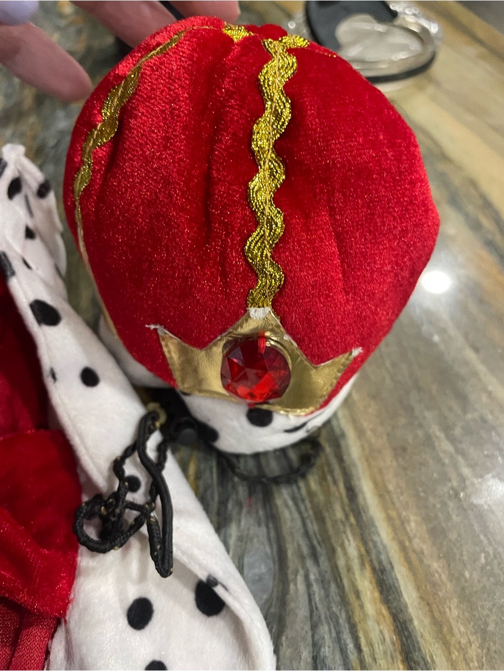 Pet Royal King Costume Crown Hat and cape Red Gold XS
